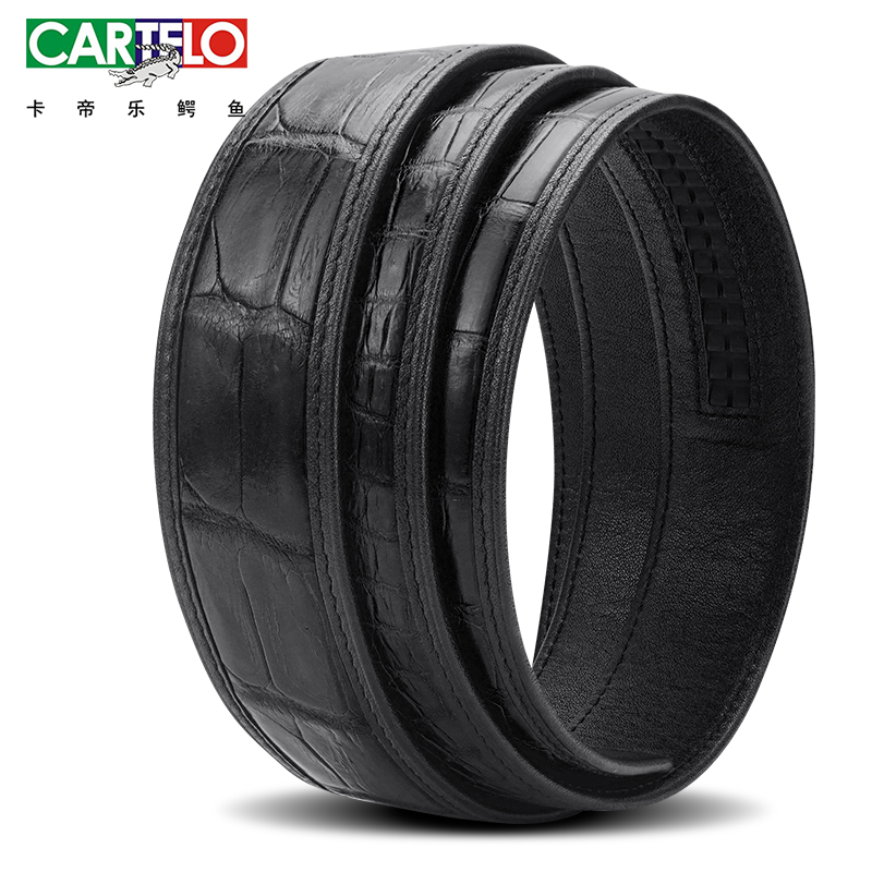 Crocodile belt male leather does not take the lead automatic buckle pure cowhy un buttonless belt single-belt mens trouser belt strip