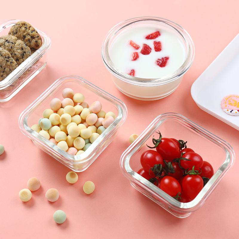 Baby supplement box baby glass can be steamed cake tool storage bowl sub-set small frozen preservation