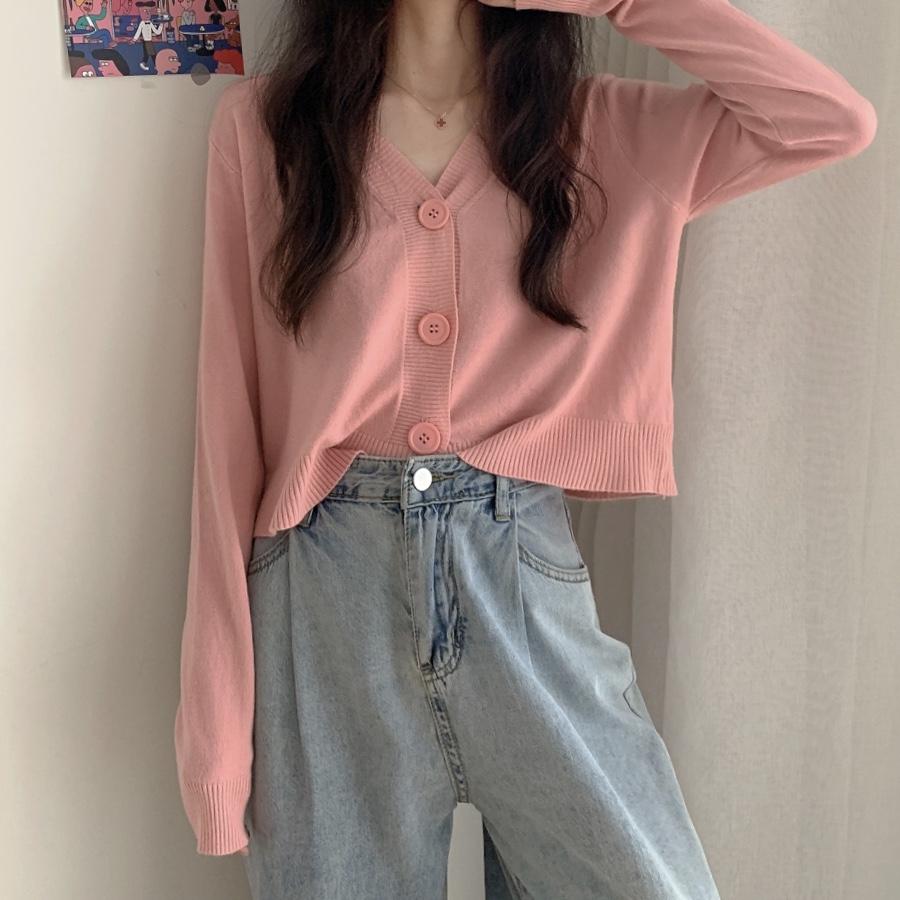 Blue short knitted cardigan thin womens summer 2021 new loose lazy gentle air outside the bm top