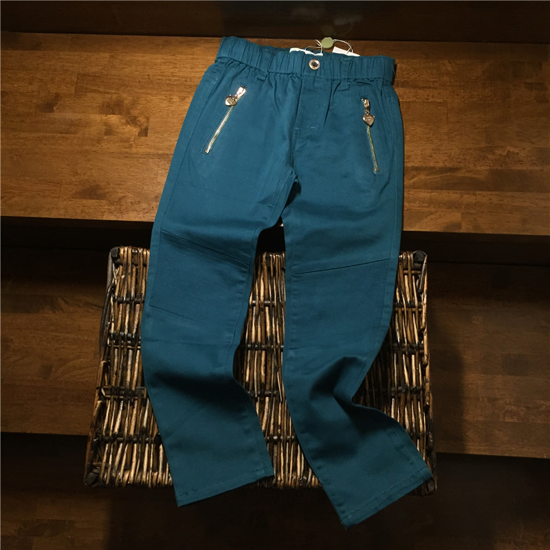 Childrens casual pants in the big childrens trousers small foot pants spring and autumn jeans green new work pants stitching