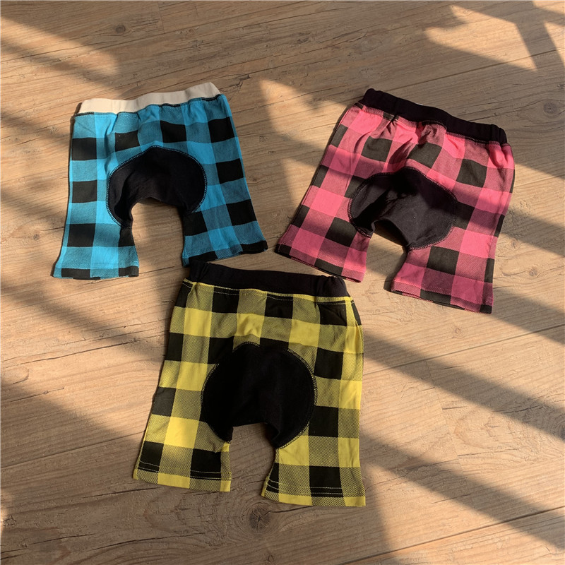 Childrens big fart shorts cotton baby big pp pants casual shorts boys and girls grid pants summer 5 points pants