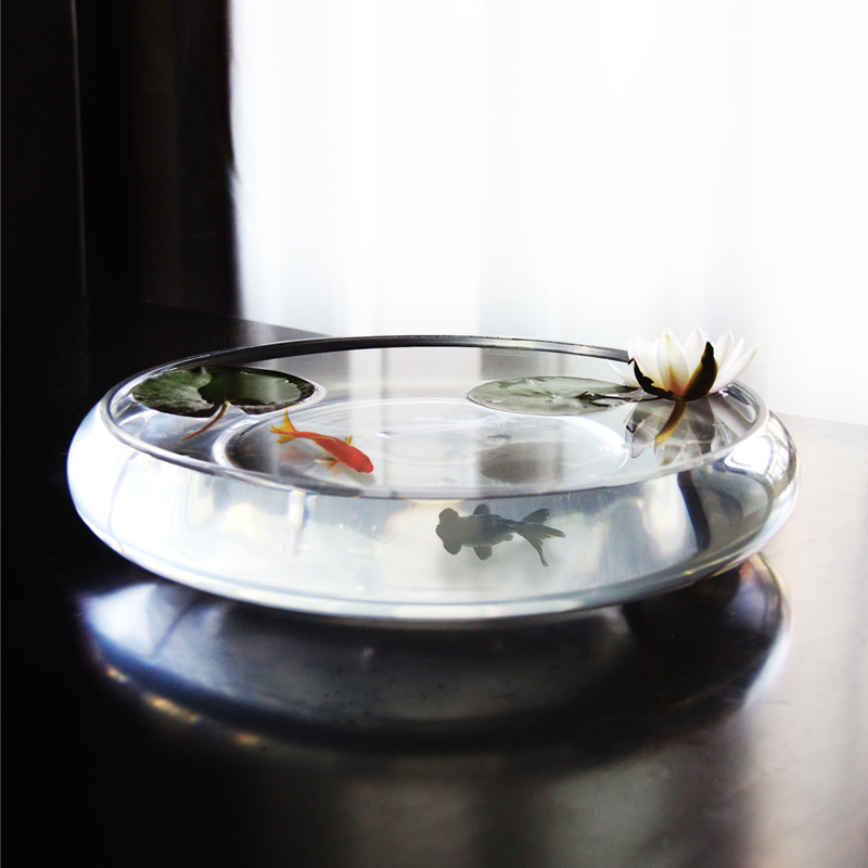 (Thousand Harmony En) artificial blowing aquarium ecological large round glass fish tank to create landscape hydroponic flower pots