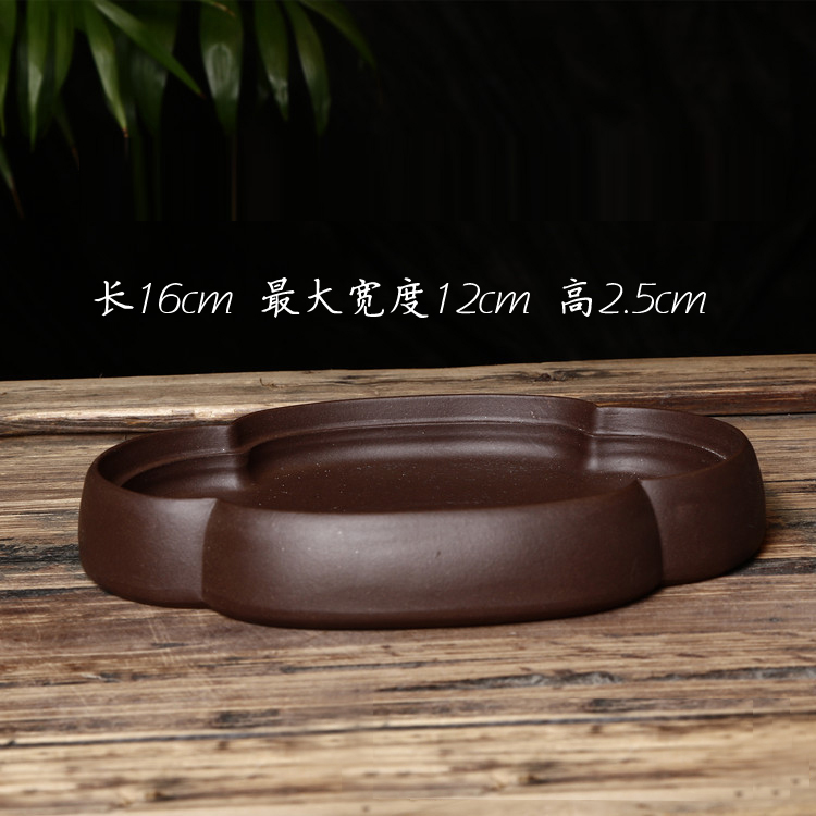 Yixing purple sand flower pot Chinese classical plum tray water-absorbing stone on the water stone false mountain bonsai bottom