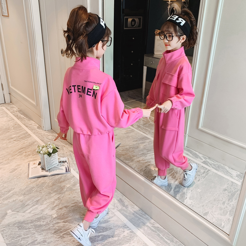 Girls wear spring 2021 new set of foreign gas 10 childrens wear little girl 13 years old spring and autumn fashionable clothes