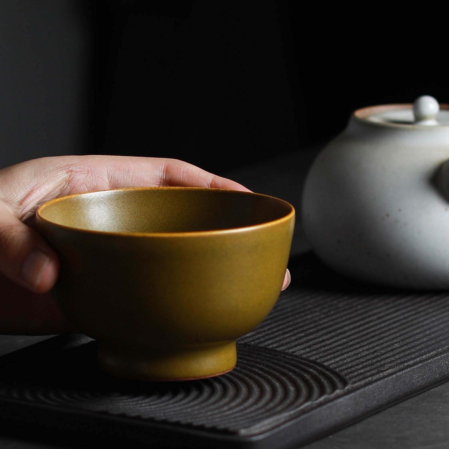 Duqing tea end glaze large master cup Antique pure handmade ceramic tasting cup Kung Fu tea bowl with personal cup