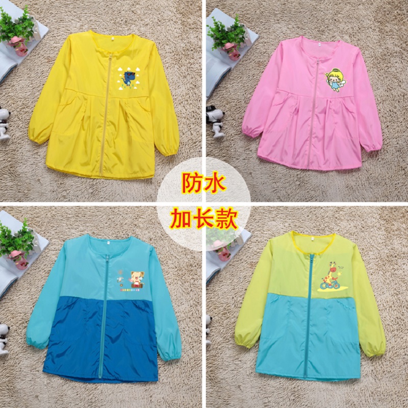 Baby waterproof dirty cover clothes children wear down jackets in winter outside wearing spring and autumn infants eat long-sleeved rice pocket