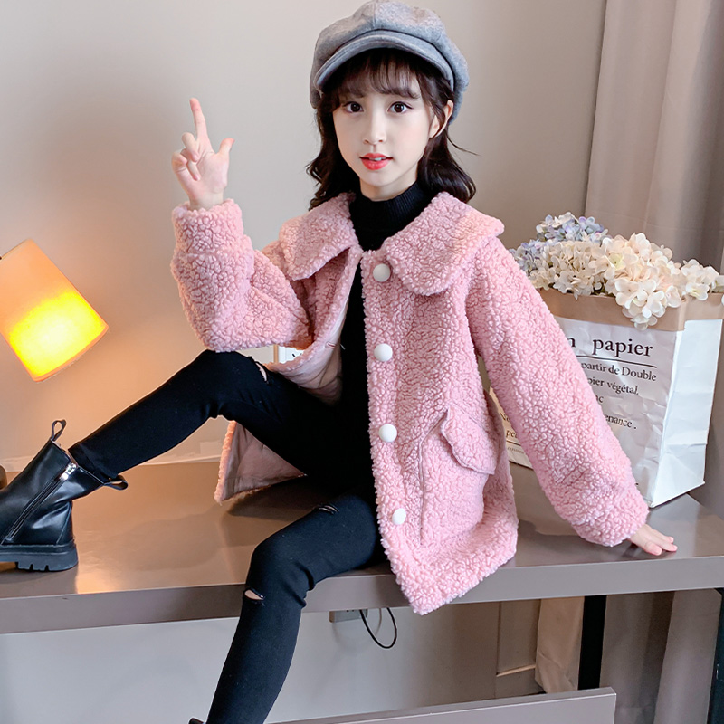 Girl thick coat 2020 new autumn and winter dress foreign gas 12-year-old middle-aged and old children 10 girls thick hairy clothes princess
