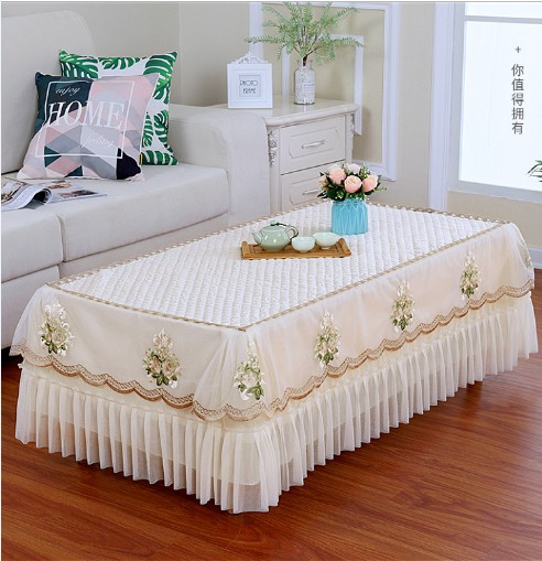 Tea table cover idyllic lace tea tablecloth rectangular fabric dust cover TV cabinet cover can be customized to make a tea table set