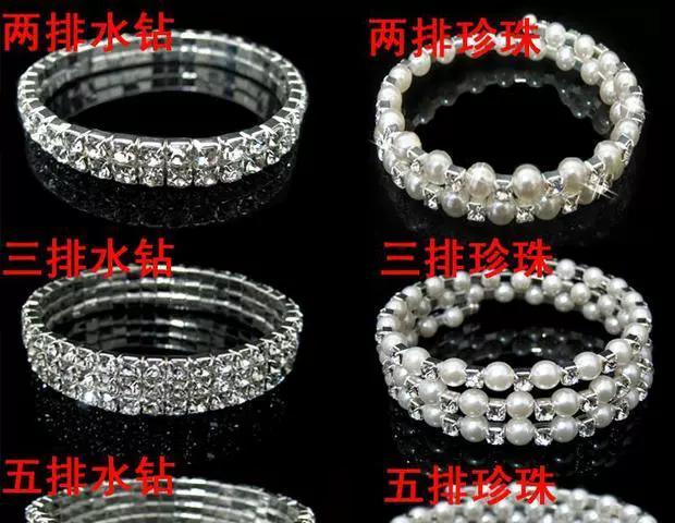 Trang sức cô dâu bán buôn vòng tay pha lê Hàn Quốc siêu sáng bóng kim cương thật hàng đơn hàng nhiều quả bom ngọc trai rhinestone
