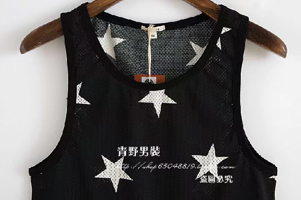 Sản phẩm mới cung cấp đặc biệt mùa hè phiên bản mới của Hàn Quốc của lưới tự canh thông qua ngôi sao năm cánh nam mồ hôi vest nam áo 3 lỗ