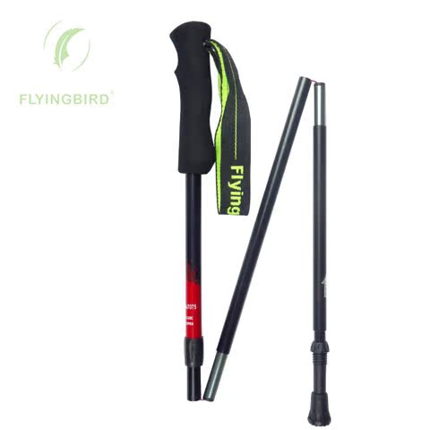 Ngoài trời FLYINGBIRD đích thực bay đánh bại cực ngắn có thể điều chỉnh gấp khúc trekking cực / gậy gấp hình chữ Z - Gậy / gậy gậy chống trượt có đèn pin cho người già