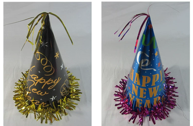 Chúc mừng năm mới, giấy phản quang laser, lớn, ruy băng vàng, mũ tam giác, đồ dùng cho năm mới - Sản phẩm Đảng / Magic / Hiệu suất