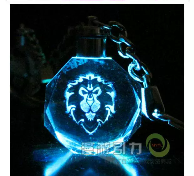 World of Warcraft WOW Ngoại vi DOTA2 Ngoại vi LOGO Bộ lạc Biểu tượng Pha lê LED Light Keychain Mặt dây chuyền - Game Nhân vật liên quan