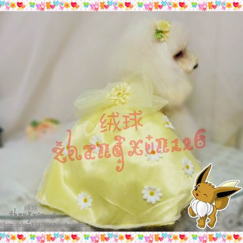 Pompom Studio Handmade Custom Pet Quần áo Quần áo Váy cưới màu vàng Big Dog Dress Dress - Quần áo & phụ kiện thú cưng áo chó con