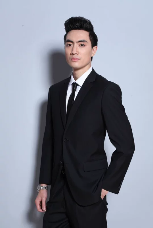 Quần áo bảo hộ lao động Trung Quốc cho nam Bộ đồ hai nút phù hợp với doanh nhân màu đen Công việc phỏng vấn chuyên nghiệp nam Mùa xuân hè áo nam
