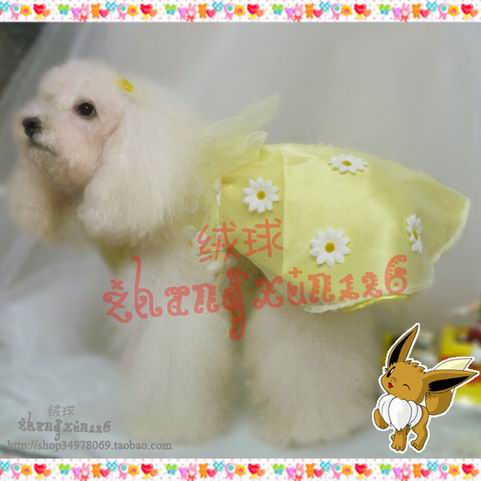 Pompom Studio Handmade Custom Pet Quần áo Quần áo Váy cưới màu vàng Big Dog Dress Dress - Quần áo & phụ kiện thú cưng áo chó con