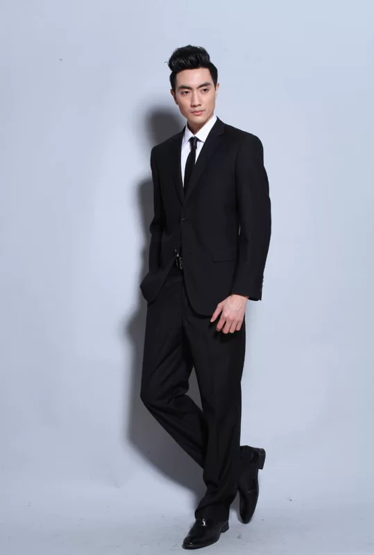 Quần áo bảo hộ lao động Trung Quốc cho nam Bộ đồ hai nút phù hợp với doanh nhân màu đen Công việc phỏng vấn chuyên nghiệp nam Mùa xuân hè áo nam