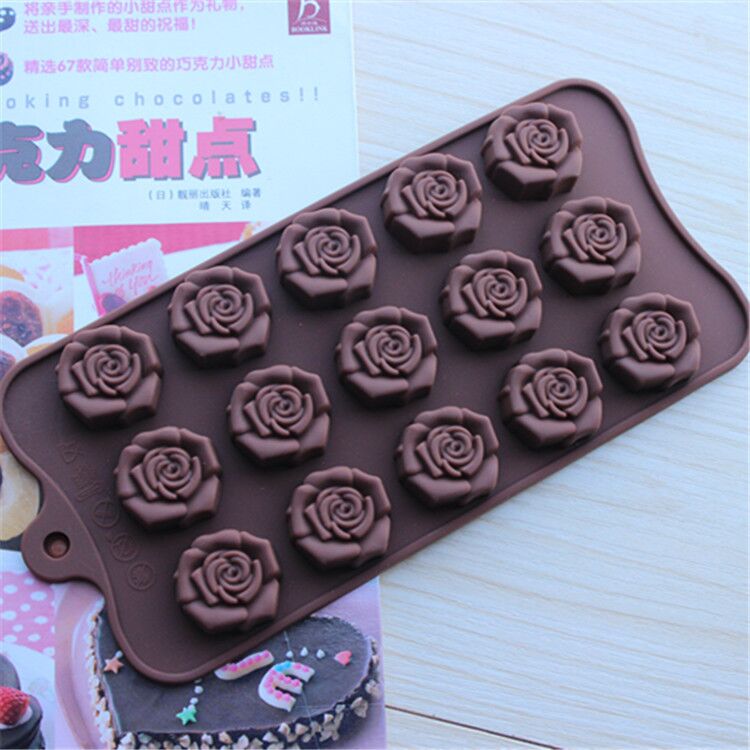 DIY Chocolate Khuôn Thực phẩm Lớp Silicone Rose Sôcôla Khuôn Xà phòng Handmade Khuôn Jelly Pudding Khuôn khuon banh khot