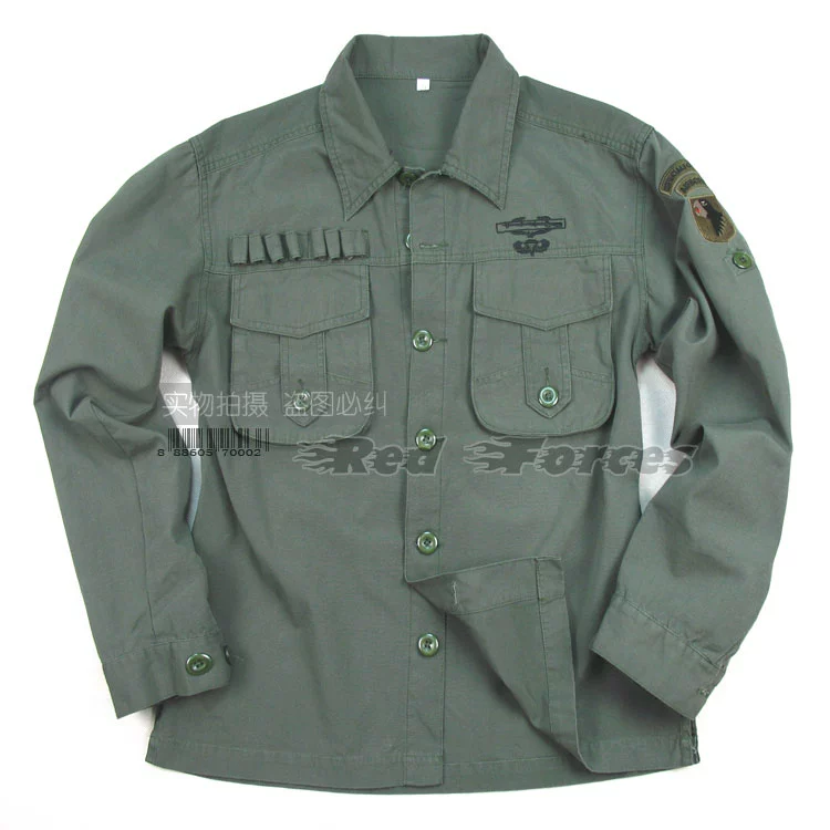 Authentic fan quân đội trang phục nam giải trí ngoài trời mùa xuân và mùa thu cotton hai mặc áo thêu tiêu chuẩn 525 quân xanh - Những người đam mê quân sự hàng may mặc / sản phẩm quạt quân đội