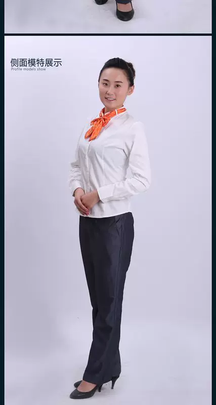 Áo sơ mi nữ chuyên nghiệp China Unicom Wo Hall Quần dài tay nữ Quần dài mùa xuân và mùa thu Set áo sơ mi nữ dài tay đẹp