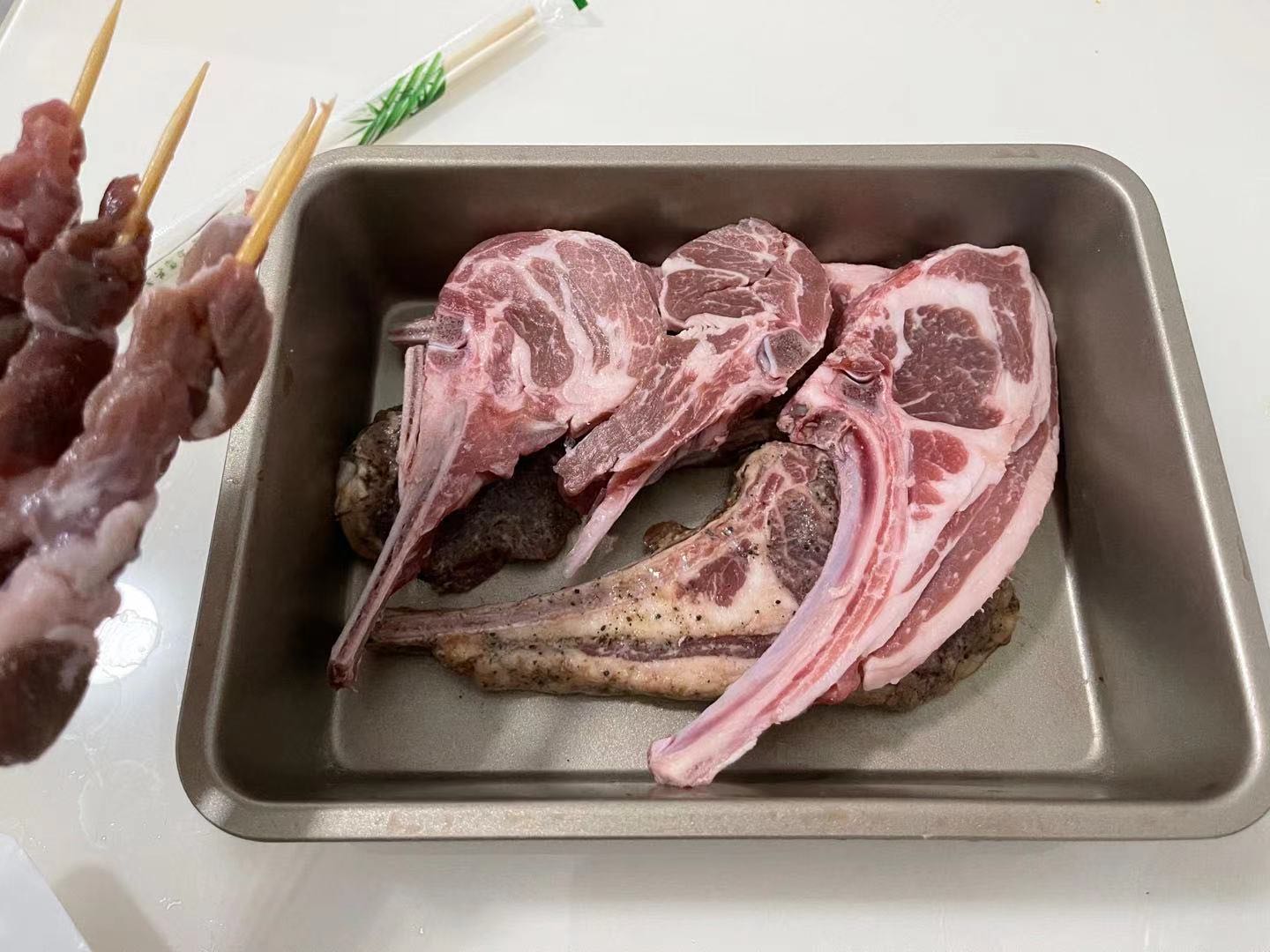 国产内蒙古羊排320gx3盒12支原切法式羊排2斤烧烤战斧羊排半成品