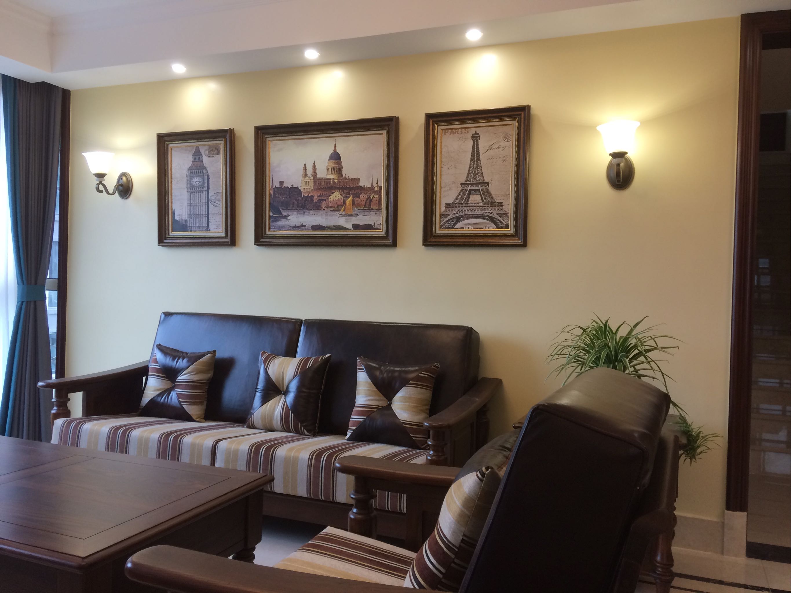 客厅装饰画美式沙发背景墙挂画卧室玄关墙画书房油画欧式建筑壁画