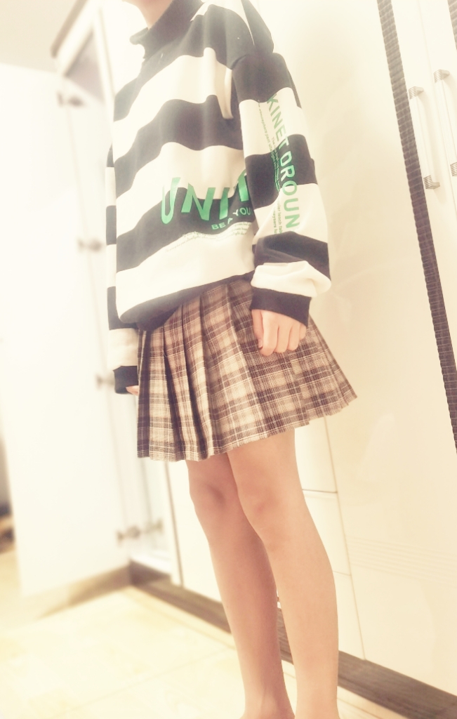 2021春秋半身裙女粉格学院风格子高腰百褶裙防走光a字裙学生短裙