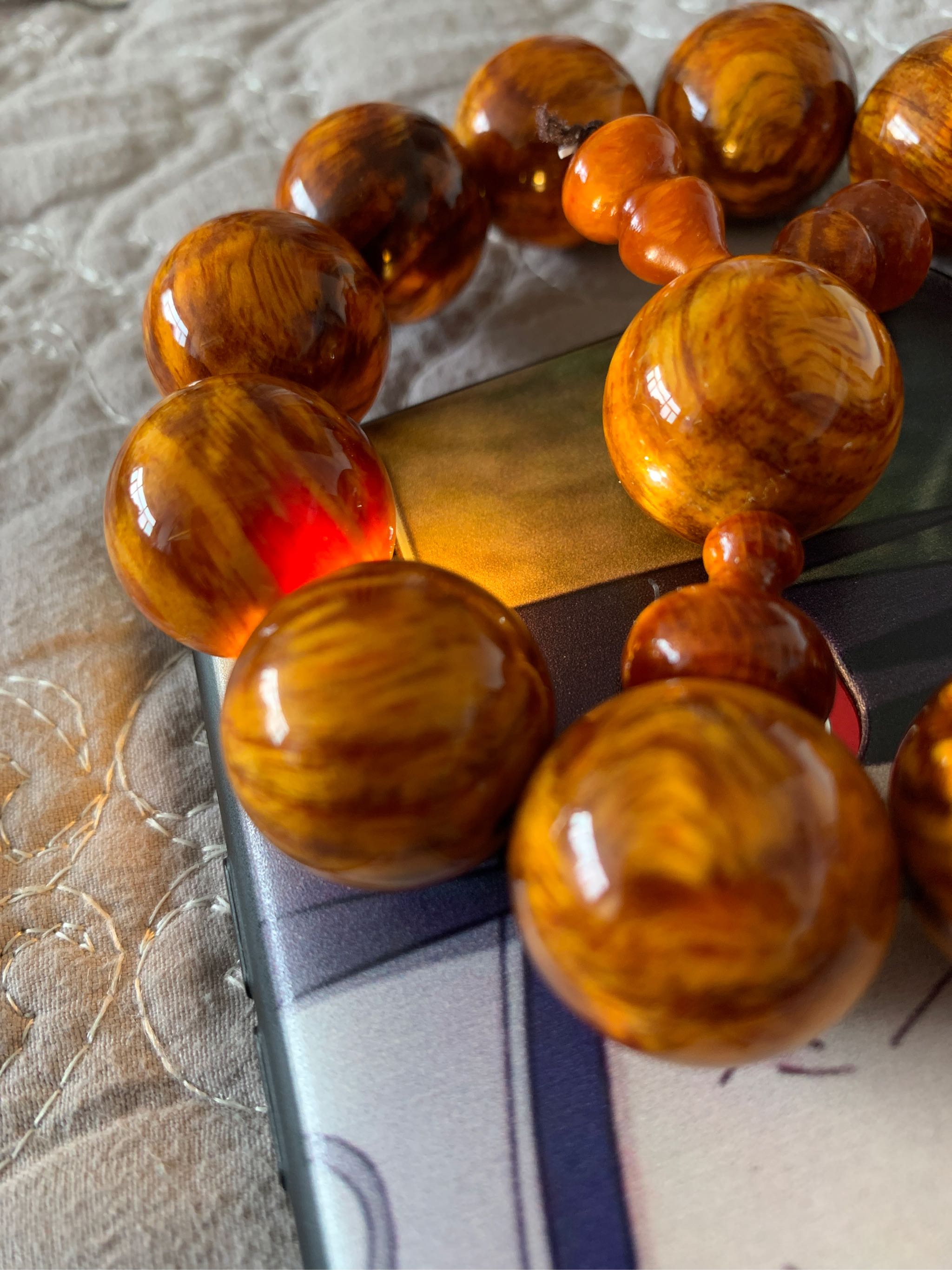 东北琥珀木原木料松明子沉化老料北沉香手串全透固化手串玉化佛珠