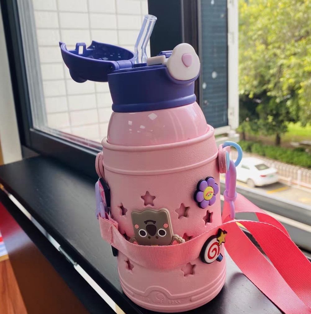 儿童保温杯带吸管两用大容量杯子女可爱便携幼儿园宝宝小学生水壶