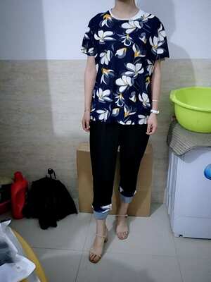 妈妈夏装套装40-50岁中老年女装短袖t恤上衣中年女大码时尚两件套