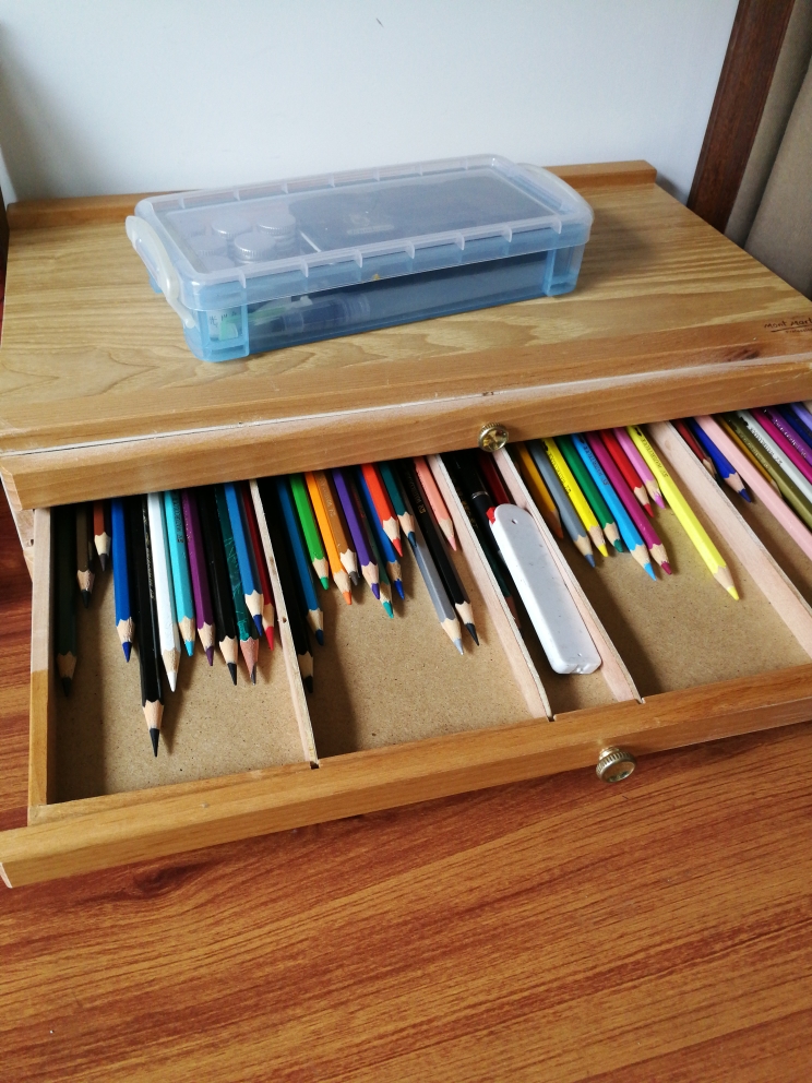 蒙玛特 榉木3层抽屉油画棒彩铅铅笔颜料收纳盒画画板木质画盒桌面油画